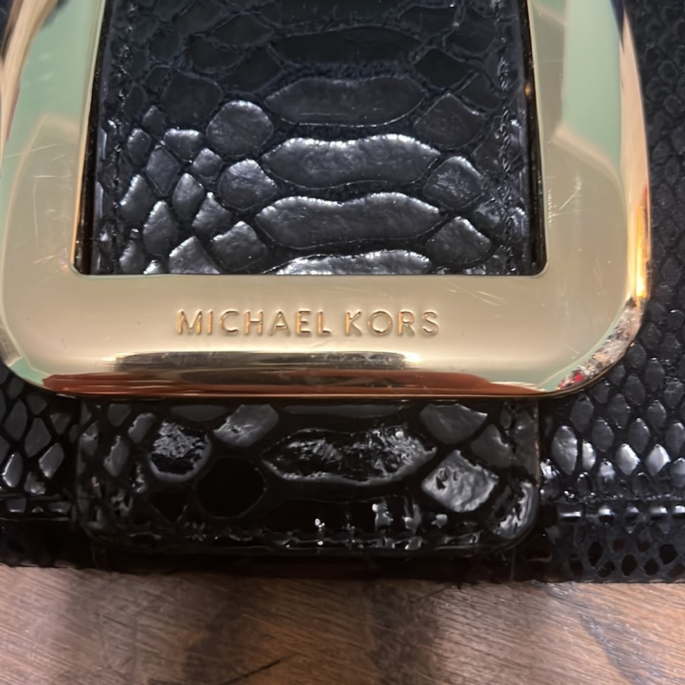 Michael Michael Kors Black Python Clutch With Gol… - image 2